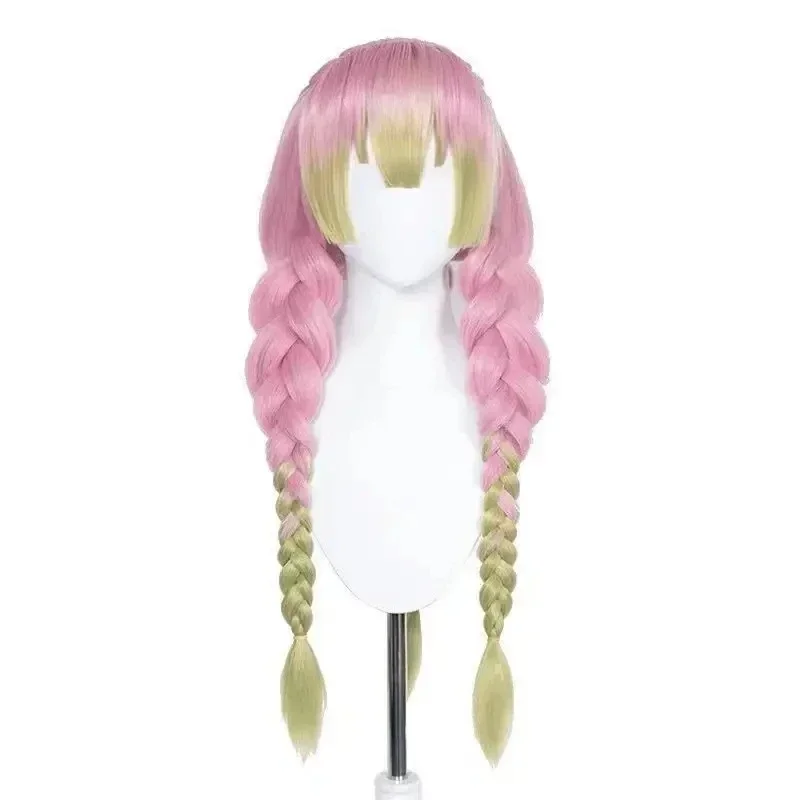 Mitsuri Kanroji Cosplay Wig Kimetsu no Yaiba Long Pink Green Heat Resistant Hair Authentic Cosplay Wigs + Wig Cap view 3