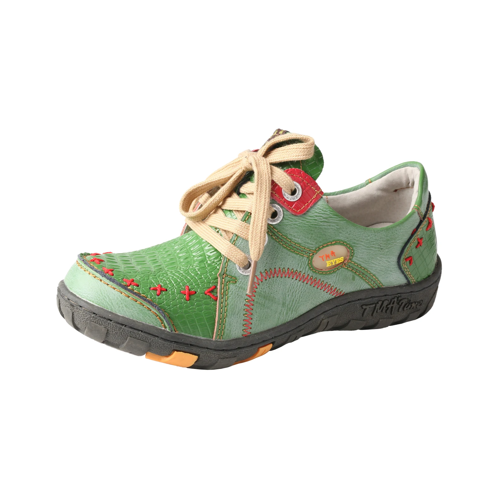 TMA EYES Mehrfarbige, niedliche und vielseitige, farblich kontrastierende, handgenähte flache Schuhe, leichte Freizeitschuhe für Damen – Detail 4