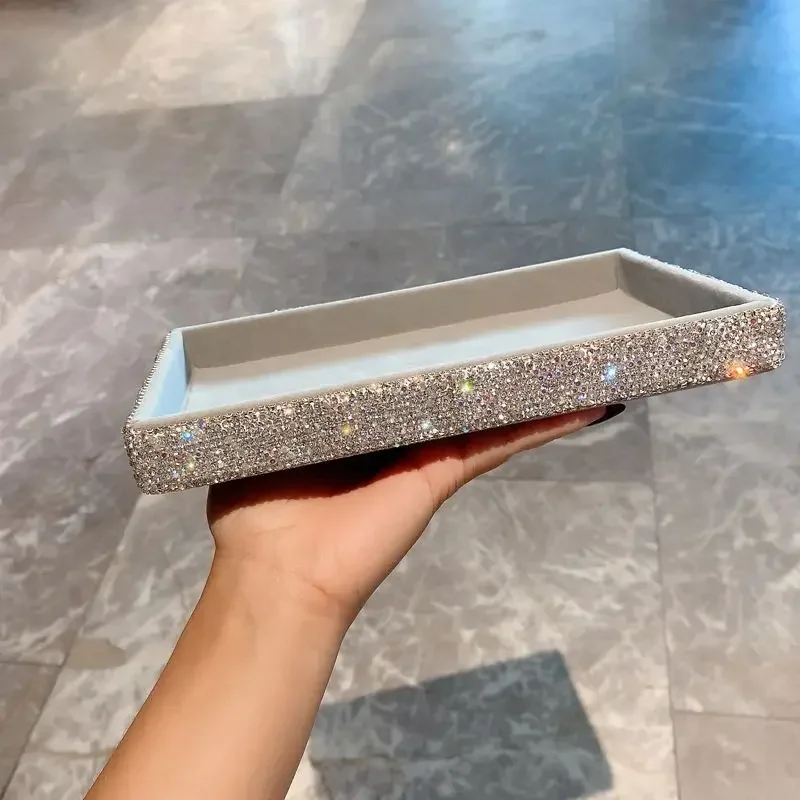 

Luxury Velvet Jewelry Tray Jewelry Box Earring Ring Necklace Storage Organizer Box Stackable Diamond Jewelry Display Sparkling