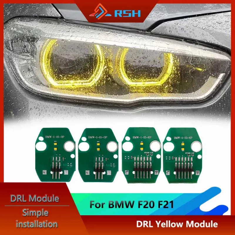 

Car LED Yellow Lemon DRL Angel Eyes Module For BMW 1 Series F20 F21 2015-2019 Daytime Running Light Chip Plug And Play
