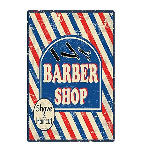 metal tin sign Barbershop Shave& Cut for Barbershop Garage Wall Decor Retro Vintage