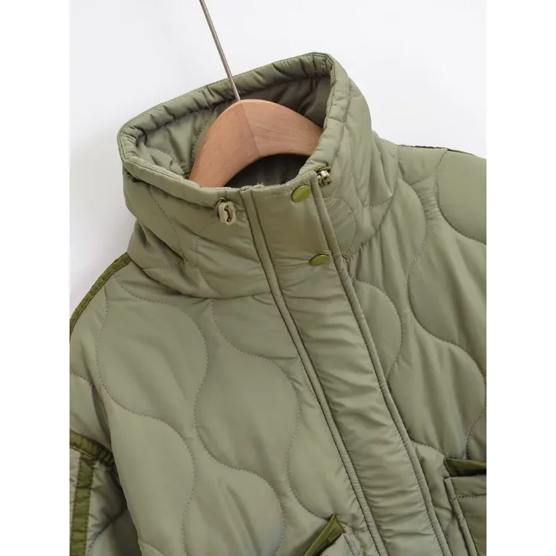 TRAF ZR-Parkas retrô com zíper feminino, alta qualidade, casacos quentes de luxo, bolso grande, outono, inverno