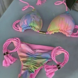 Oiinaa-sexy Zebra-Synamp von Frauen, Leopardo Stamp Biken Set, Krawattenfarbstoff, Drawsring Beachbekleidung, Badebekleidung, 2 PCs 8 Hauptverkäufe Zebra -Set - №4