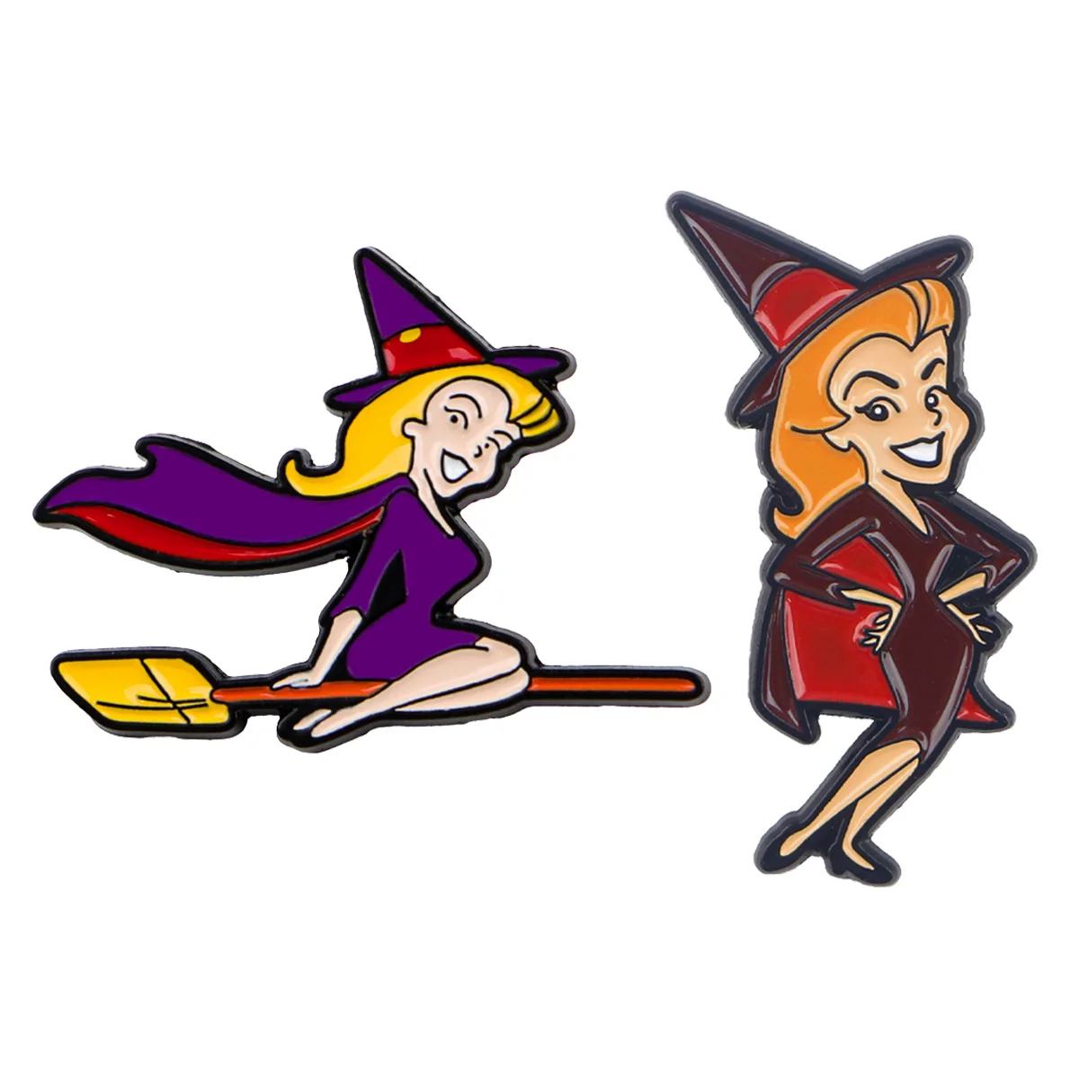 2pcs/set Cartoon Sorceress Enamel Pins Metal Brooch Backpack Hat Bag Collar Badges Men Women Fashion Jewelry Collection Gift