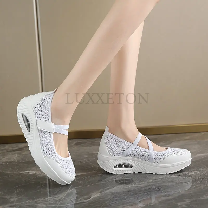 Summer Women Flat Platform Shoes Woman Breathable Mesh Casual Shoes Moccasin Zapatos Mujer Ladies Boat Shoes