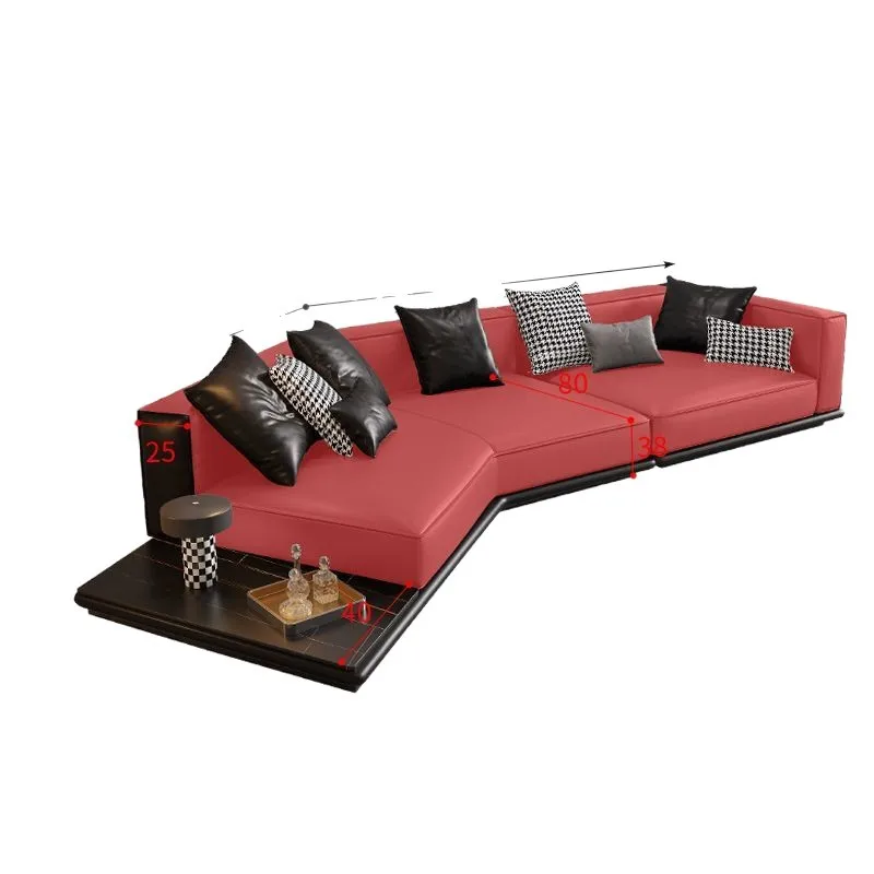 

Horizon leather sofa living room modern flat floor large apartment first layer cowhide