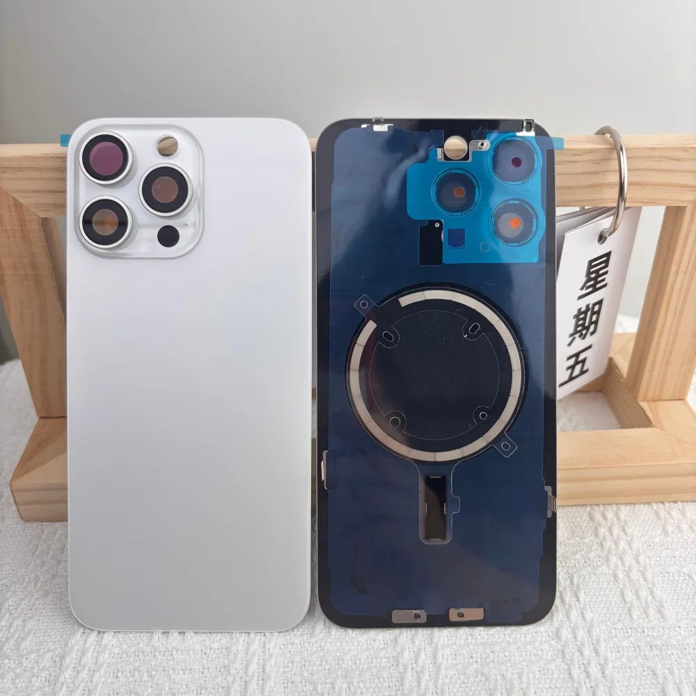 Rückseitige Glasabdeckung mit MagSafe für Apple iPhone 15/15 Plus/15Pro 15 Pro Max, integrierte hintere Batteriefachabdeckung, Ersatzteile zur Reparatur