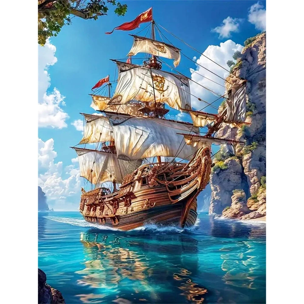 Diamant Mosaik Boot Landschaft Acryl Handwerk Liefert Diamant Malerei Kreuz Stich Kits Kunst Dekor Für Zuhause