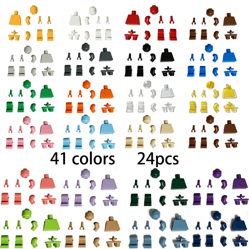 18pcs MOC41 style color simple pure pigment volume wooden doll DIY children's creative building block toy