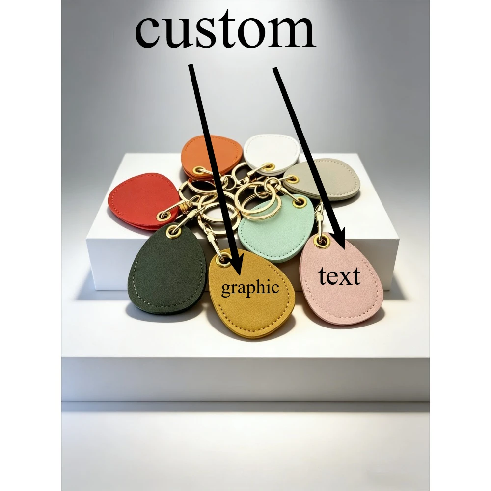 

Custom Leather Access Card Keychain Bag Ornament Personalize Waterproof Protective Car Key Tag Wholesale Keyring Valentine Gifts