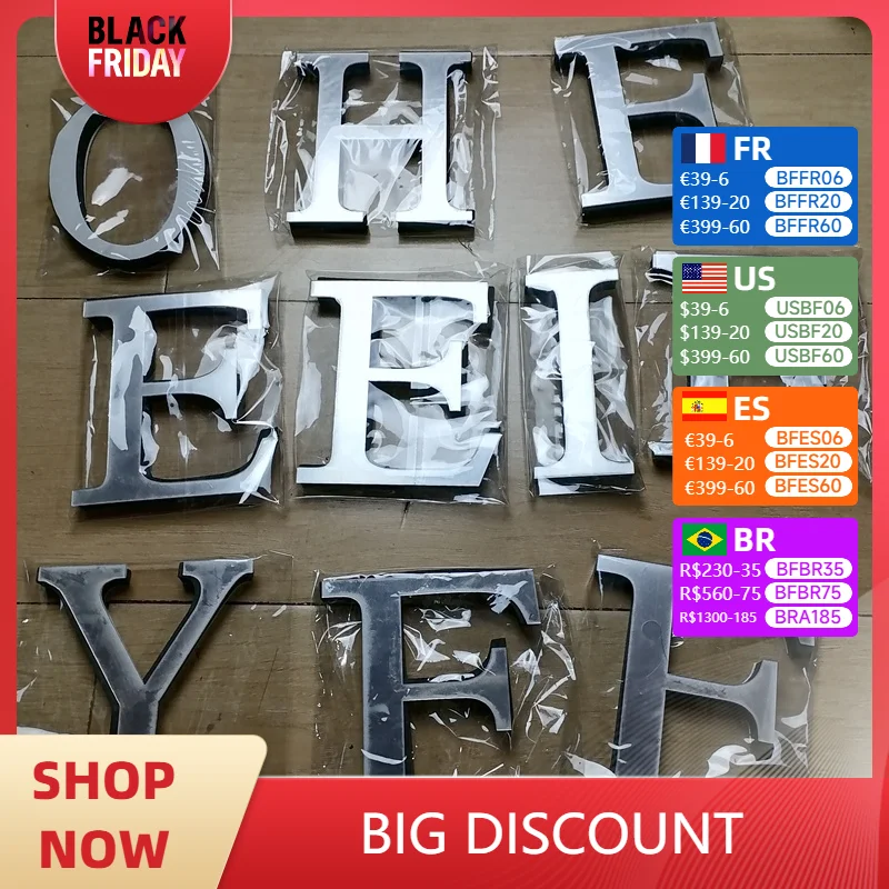 Silver Acrylic Mirror 3D Alphabet Wall Sticker .English Alphabet Decoration Sticker.Wedding love letters Decorative