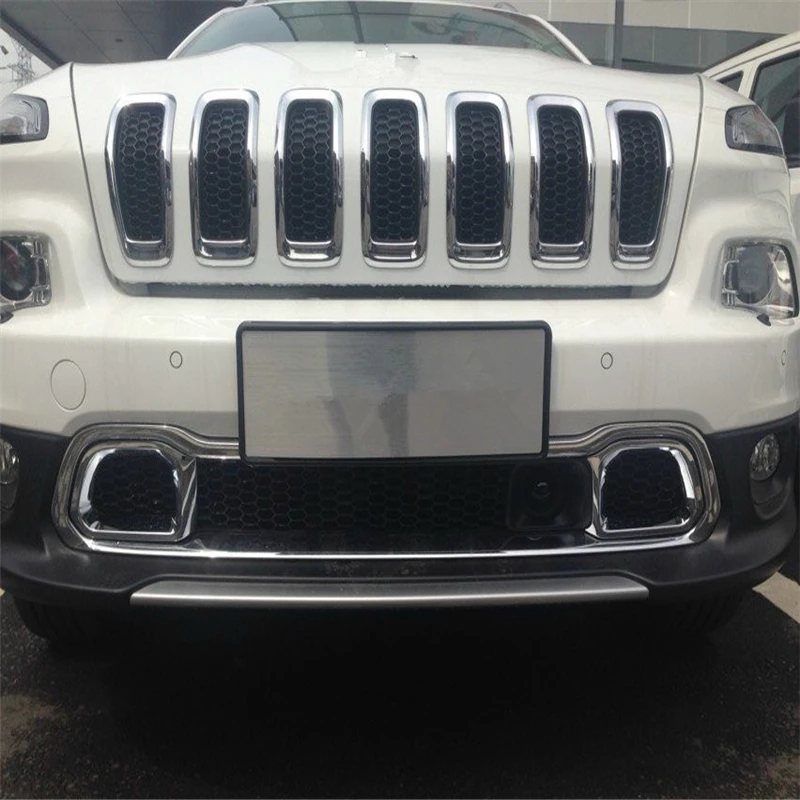 

WELKINRY car auto cover for JEEP Cherokee 2014-2017 ABS Chrome front head grille racing grill outlet inhaler airscoop cap trim