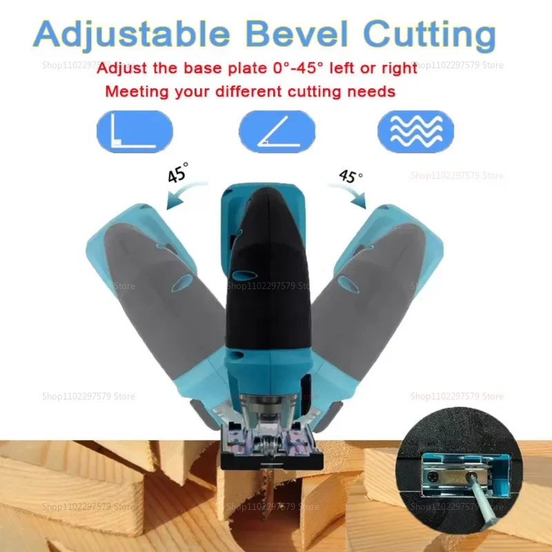 Electric Curved Jig Saw Cordless Power Tool for Carpentry DIY with 18V Battery Compatible Portable Multifunctional Cutting Tool