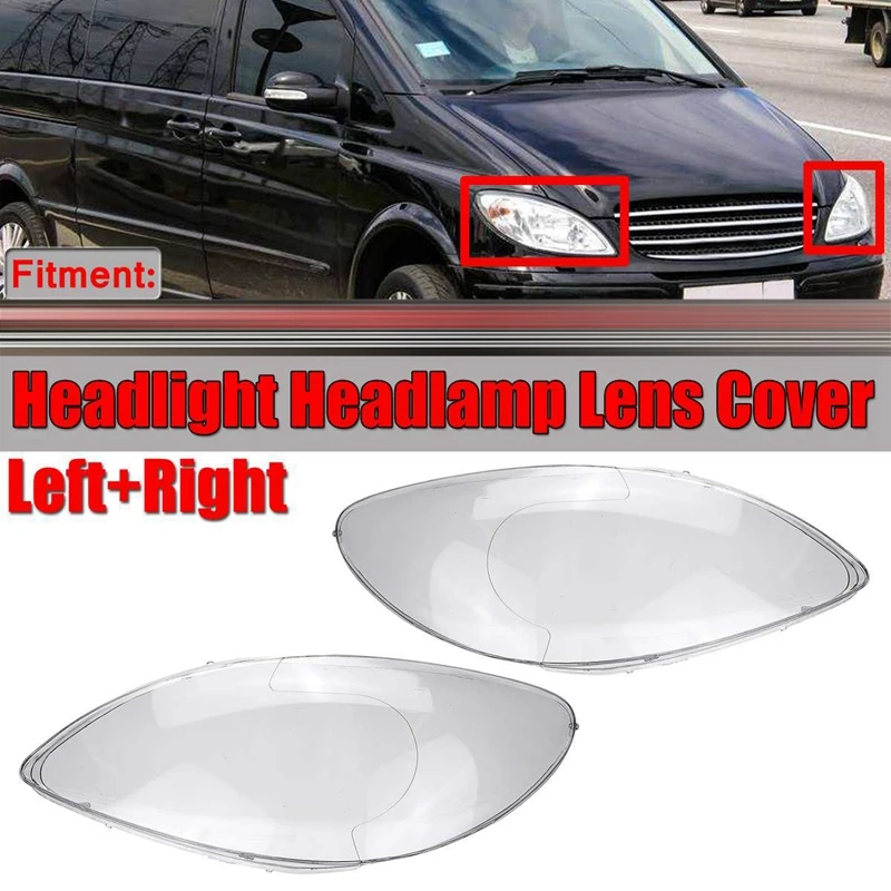 New2pcs Car Clear Headlight Lens Cover Replacement Headlight Headlight Shell Cover For Mercedes Benz W639 Vito Viano 2004-2010 -