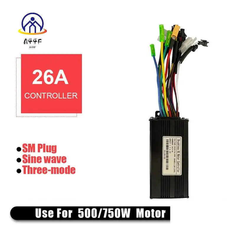 

A44F-24V 36V 48V 500W 750W Three-Mode 9 Tubes 26A Controller Throttle Brake Kit With LED SW900 Display E-Bike Parts