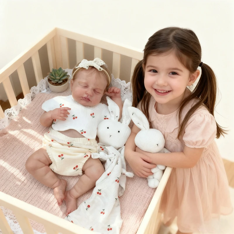 

48cm Reborn Doll Loulou Vinyl Body Rooted Hair Doll Waterproof Toy Can Be Bath