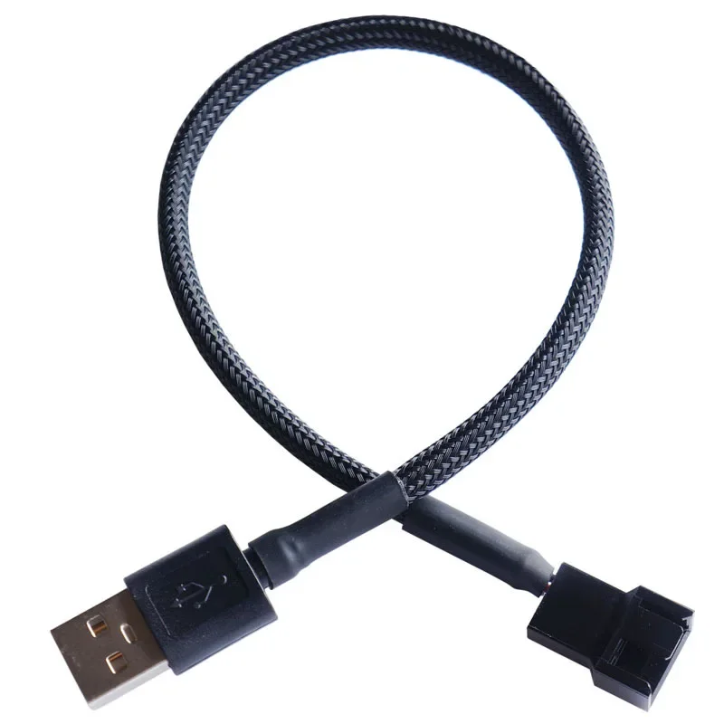 나일론 네트 컴퓨터 케이스 선풍기 변환 케이블, USB to 4 핀 케이블 슬리브, 5V USB CPU 어댑터 케이블, 50cm