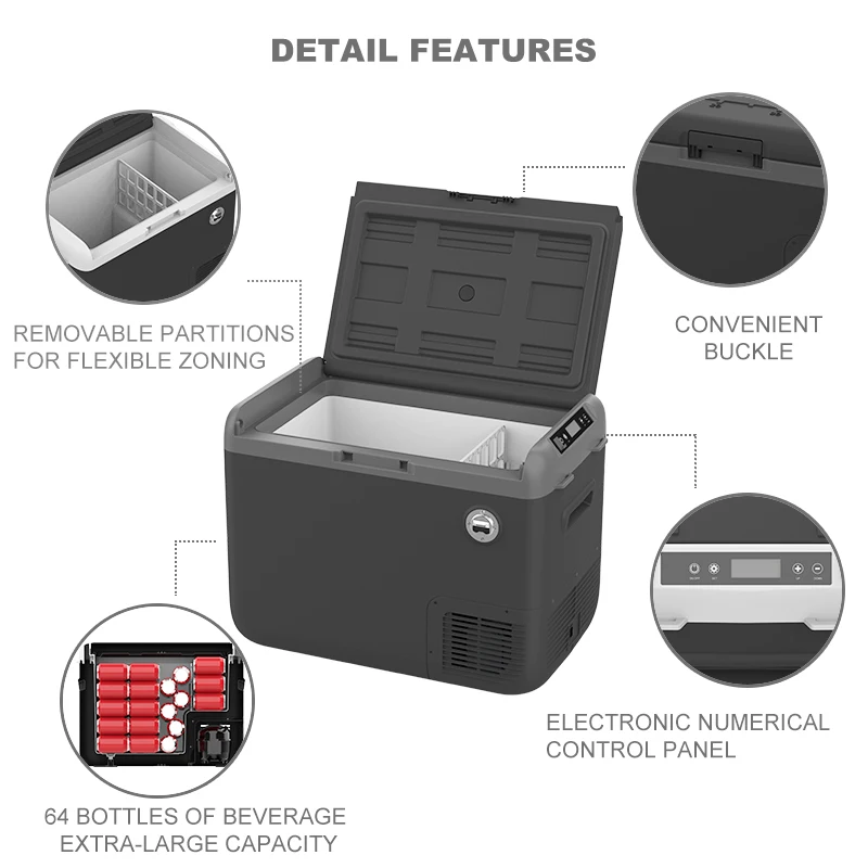 AC DC 50L Cooler 12V Feezer Electric Compressor Fridge Portable Camping Car Refrigerator