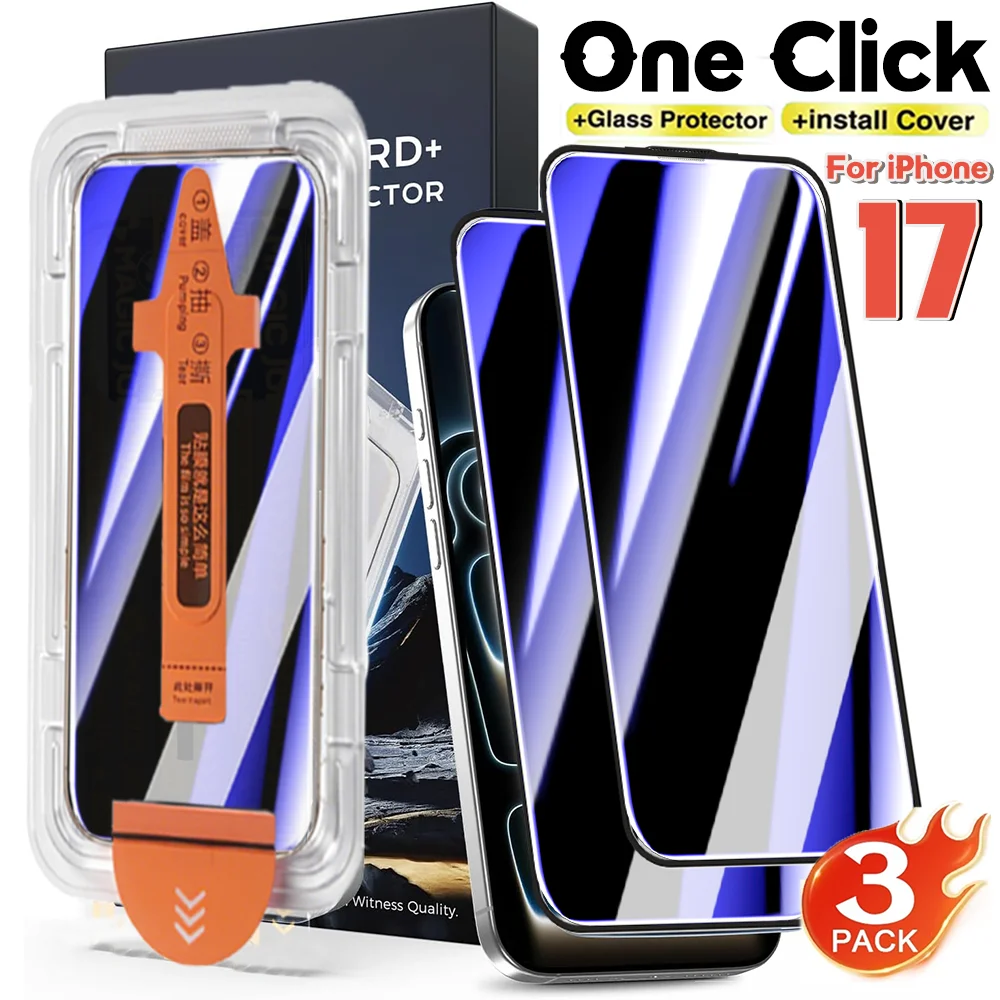 1-3 pacote para iphone 17 pro max 17 ar vidro temperado roxo luz olhos proteção filme fácil instalar protetor de tela de remoção de poeira