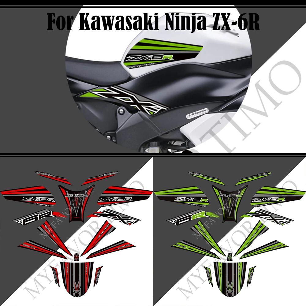 

Мотоциклетный чехол для Kawasaki Ninja ZX-6R ZX6R ZX 6R, обтекатель для бака, наклейки, газ, наколенник