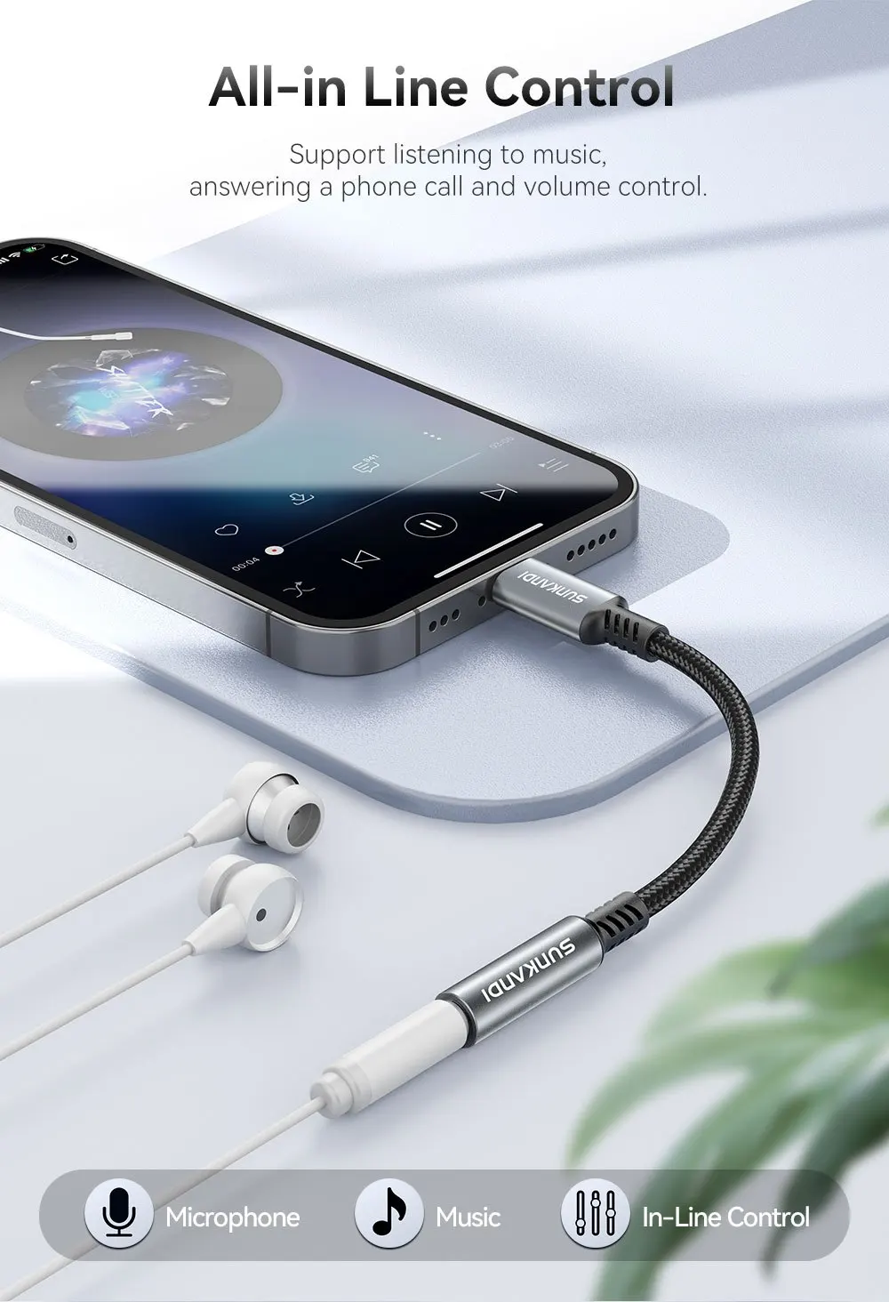 SUNKANDI USB Type C to 3.5mm Female Headphone Jack Adapter, USB C to Aux Audio Dongle Cable Cord for iPad, Samsung, MacBook