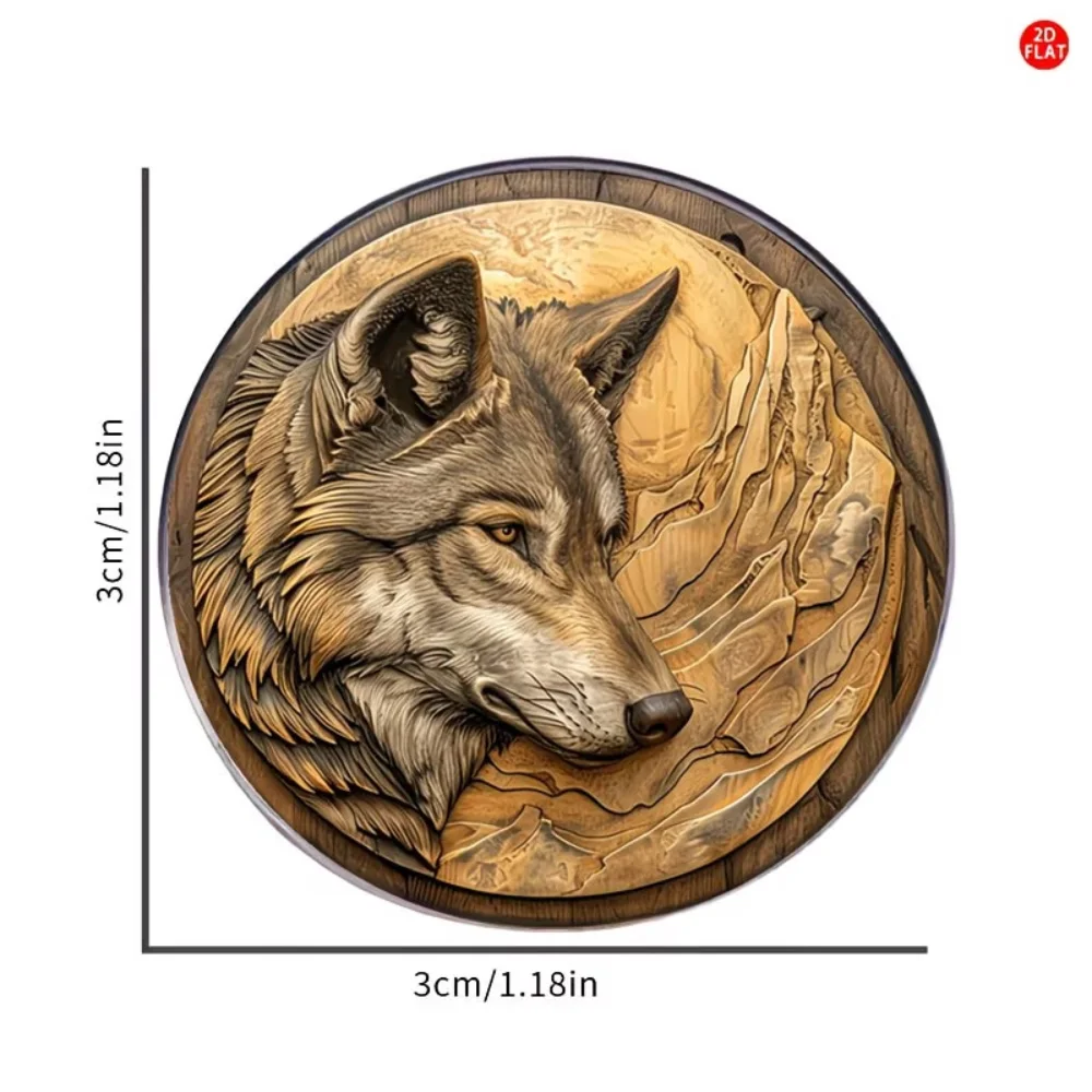 Vintage Moonnight Lone Wolf Brooch Forest Wolf Animal Theme Stainless Steel Flat Badge Wolf Head Glass Texture Brooch Accessory