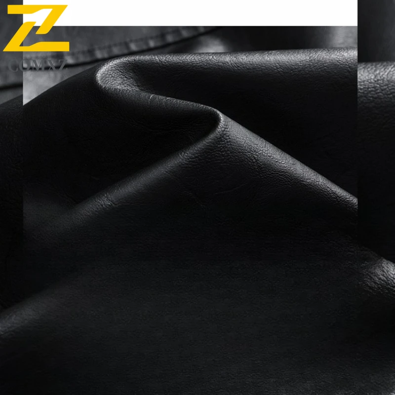 COMXZ Mens Leather Jacket Outdoor Adventure Windproof Leather Coats Fashion Stand Collar Loose Durable Autumn Winter New Coat​