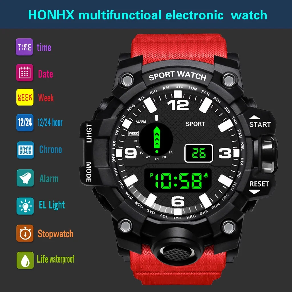 Multifunctional outdoor men's casual electronic watch men and women students fashion running sports watch image 4