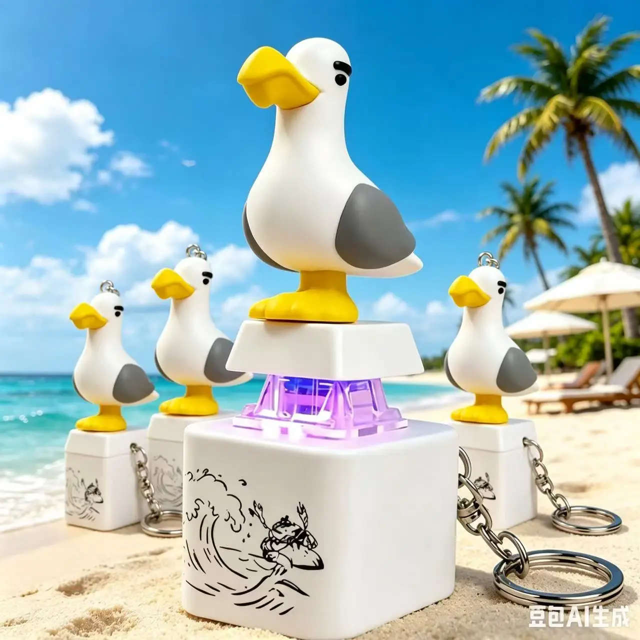 2007Seagull Mine Keychain, USB Clicky Keyboard Fidget Button, LED Sound Keychain***