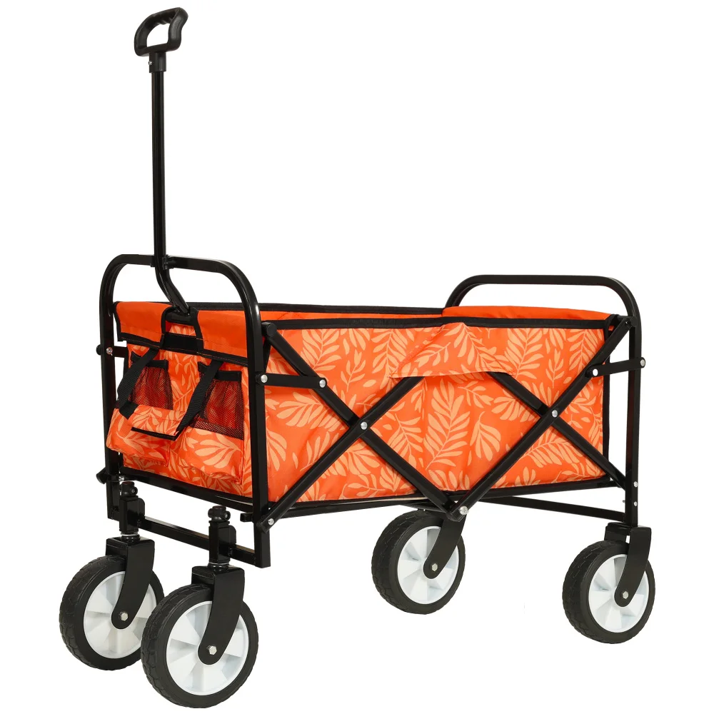 

Minimeetall Colorful Collapsible Foldable Wagon Cart with strapping system, Beach Wagon ,Camping Shopping Sports