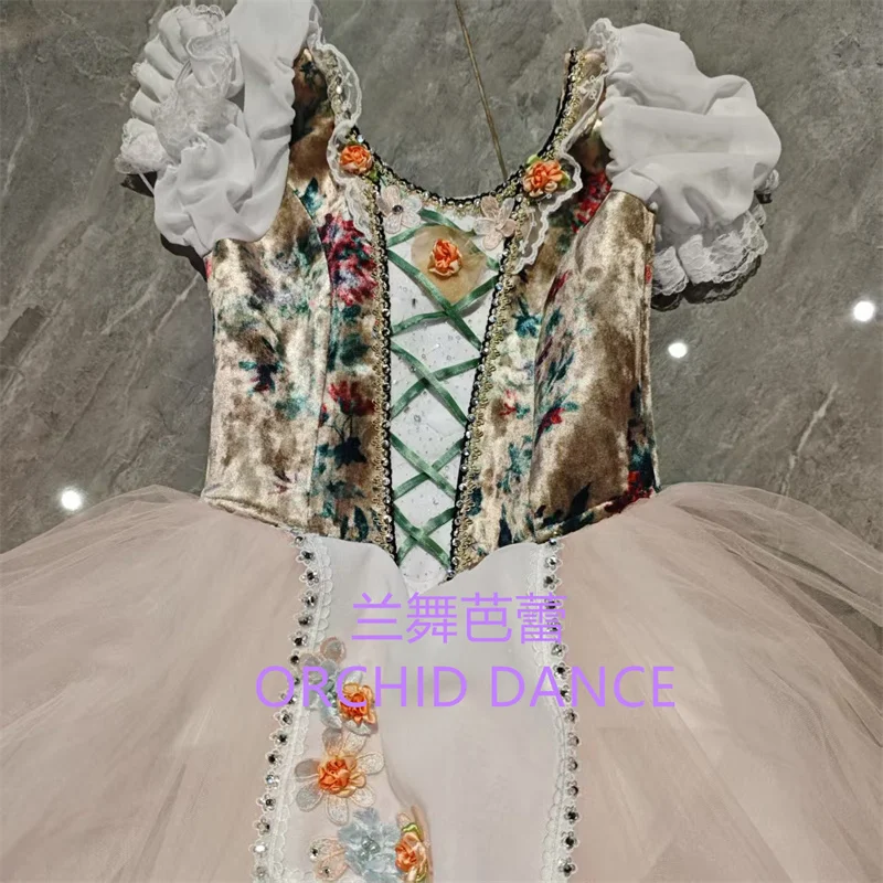 BT01745 고품질 맞춤형 사이즈 어린이 소녀 발레 댄스 공연 착용 Gilsay 핑크 긴 로맨틱 투투 드레스