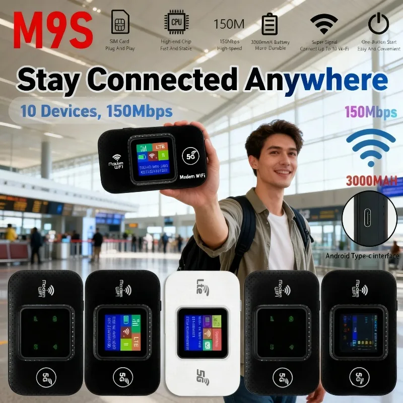 4G WiFi 6 Mobile Hotspot Router Support 10 Users with SIM Card Slot Wireless Router Portable WiFi Hotspot for Home Travel