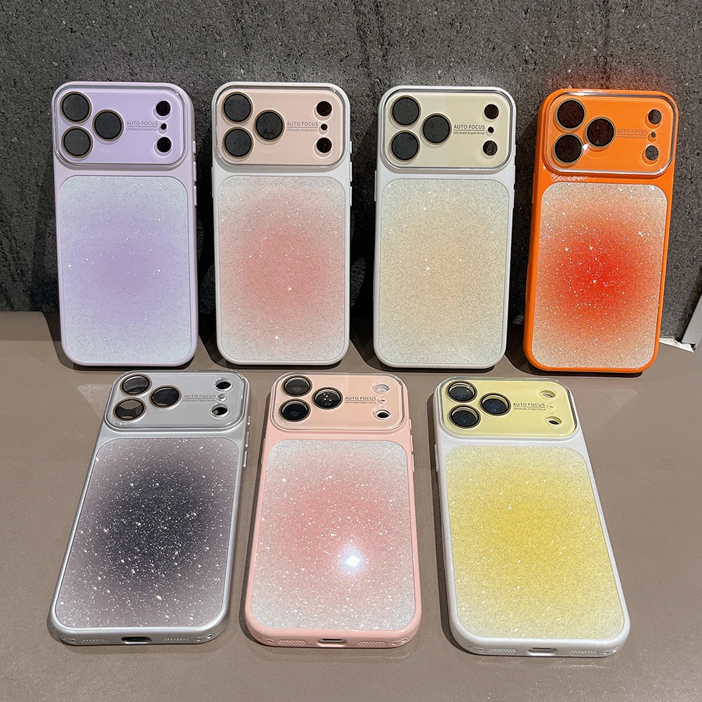 

Luxury Gradient Bling Glitter Phone Case For iPhone 17ProMax 17pro 17 15pro 15 16 promax 14promax 14pro Shockproof Soft Cover
