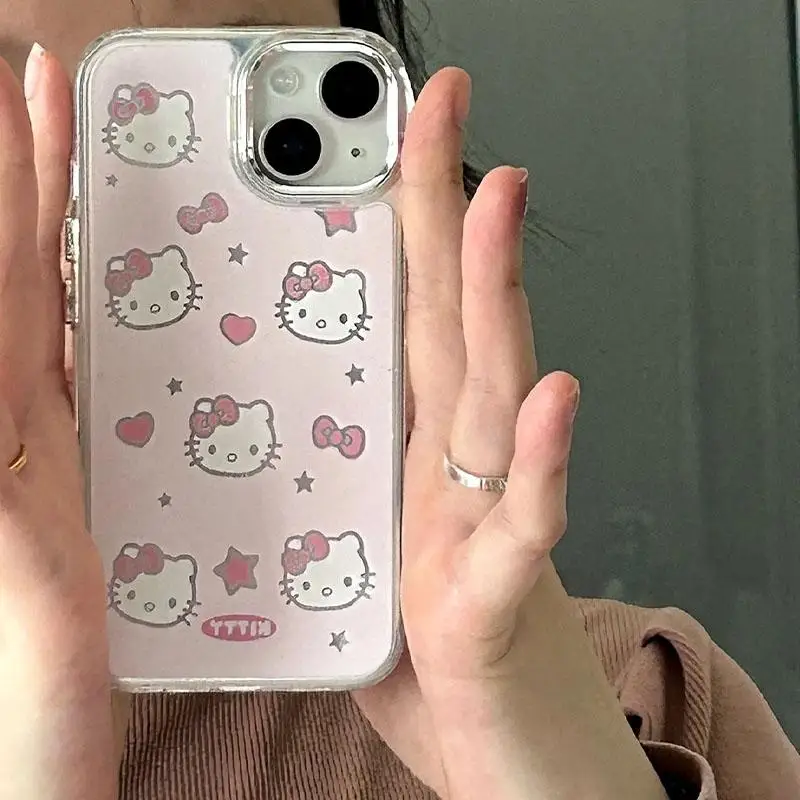 New Kawaii Sanrio Hellokitty Phone Cases Spring Cute Dustproof Soft Case Iphone15/14/pro/max/12/11 Anti-Fall Gift for Girlfriend