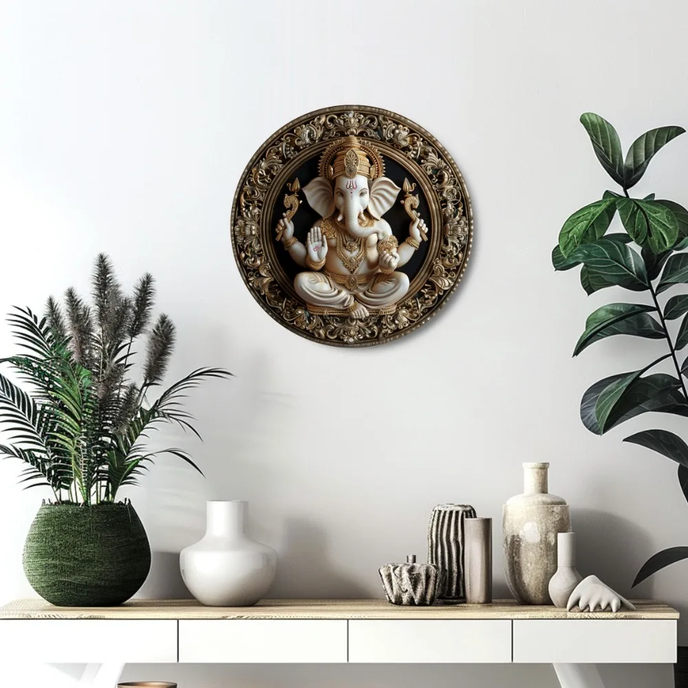 Vintage Indian Elephant God Aluminum Sign, Durable Metal Wall Art for Home, Office, Bar, Cafe, Decorative Poster