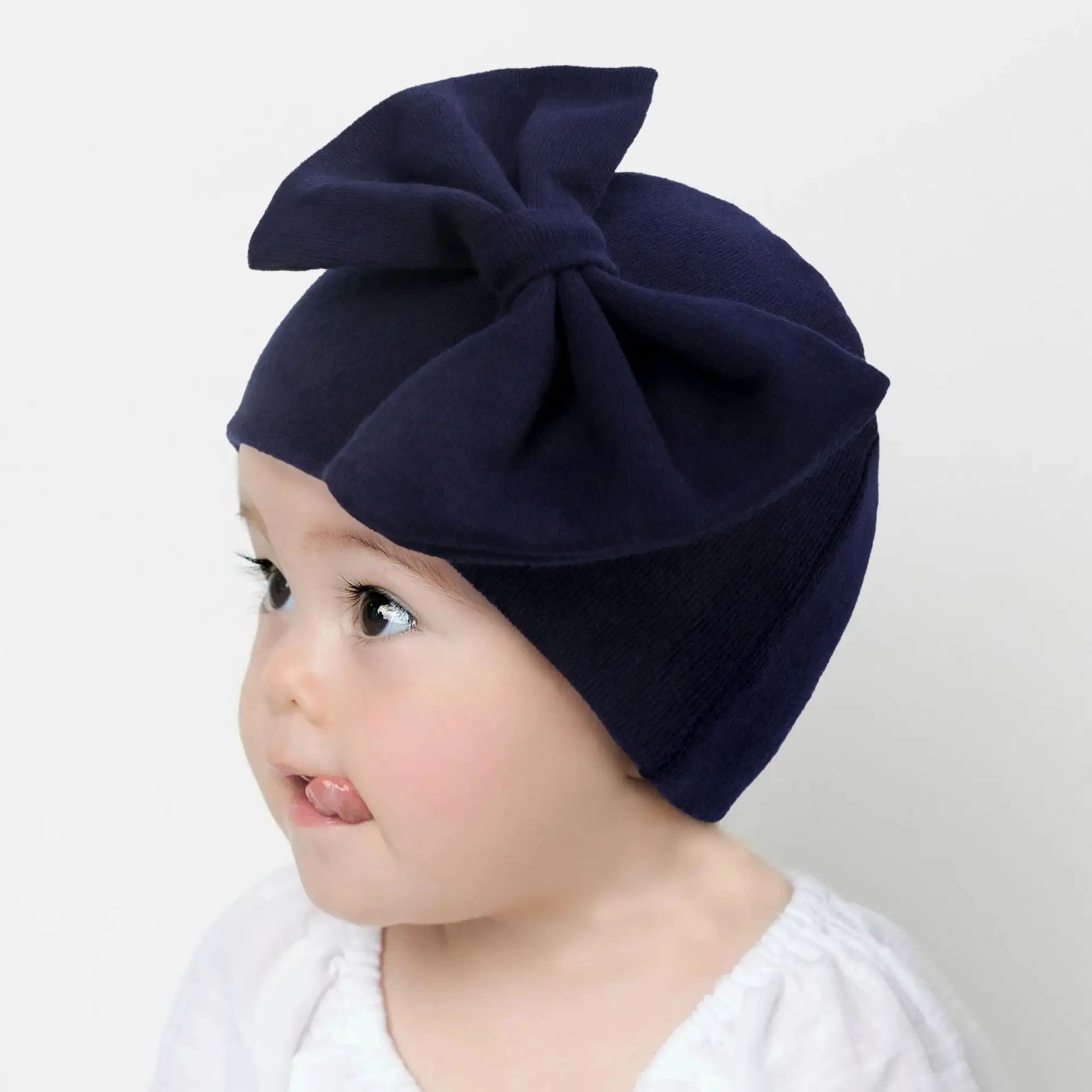 Spring and Fall Baby Fashion Cute Bow Casual All Match Children Warm Comfortable Breathable Solid Color Newborn Fetal Hat