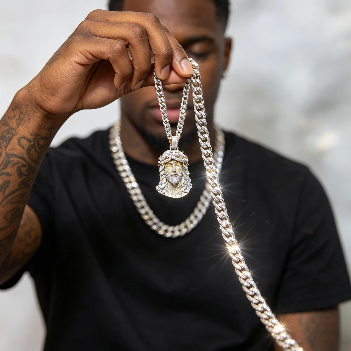 Colar Religioso Hip Hop Bling  - Men'S Accessories Designer avaliação e preço