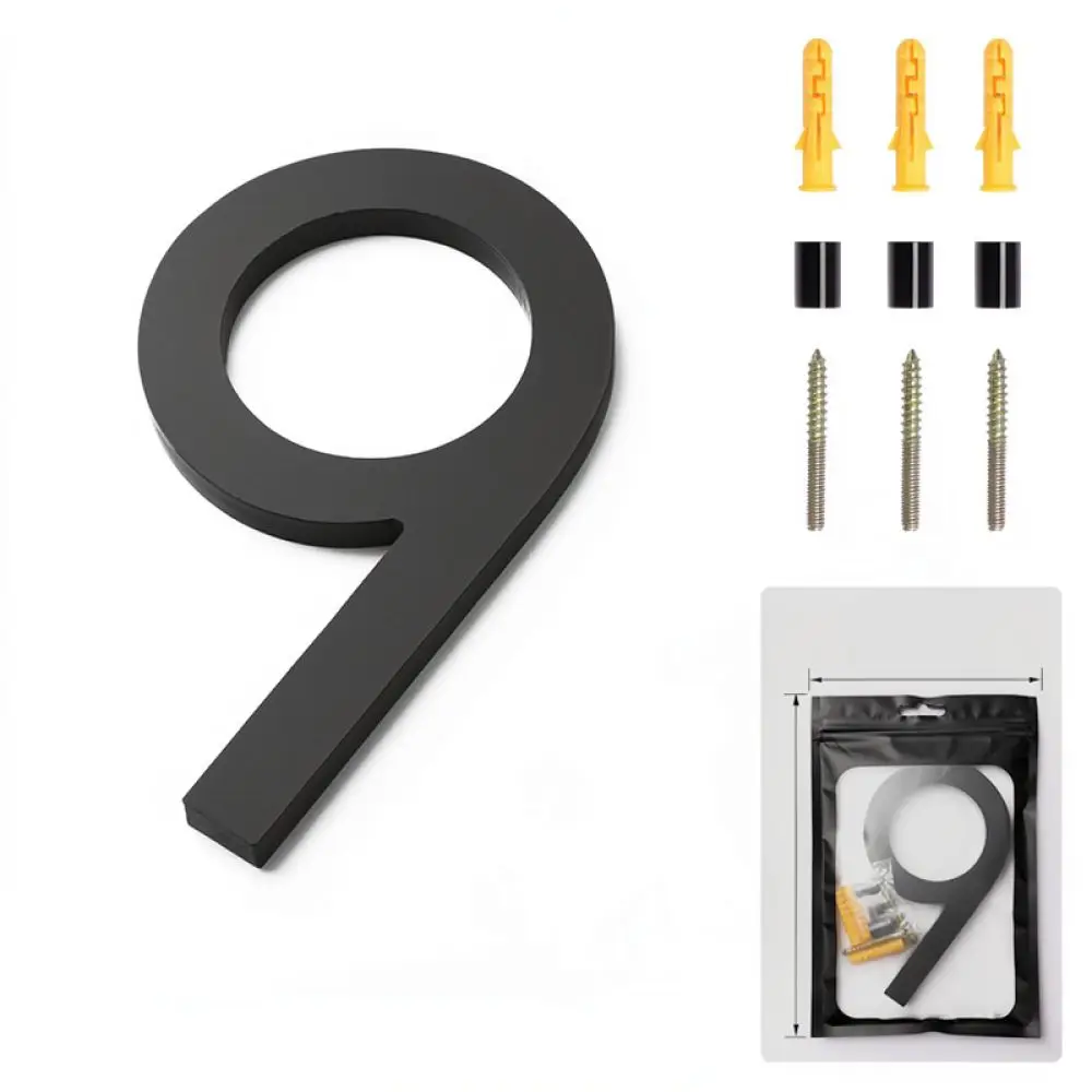 Waterproof Matte Black Acrylic House Numbers 3D Modern Door Sign For Villa Apartment Office Room Address Labeling