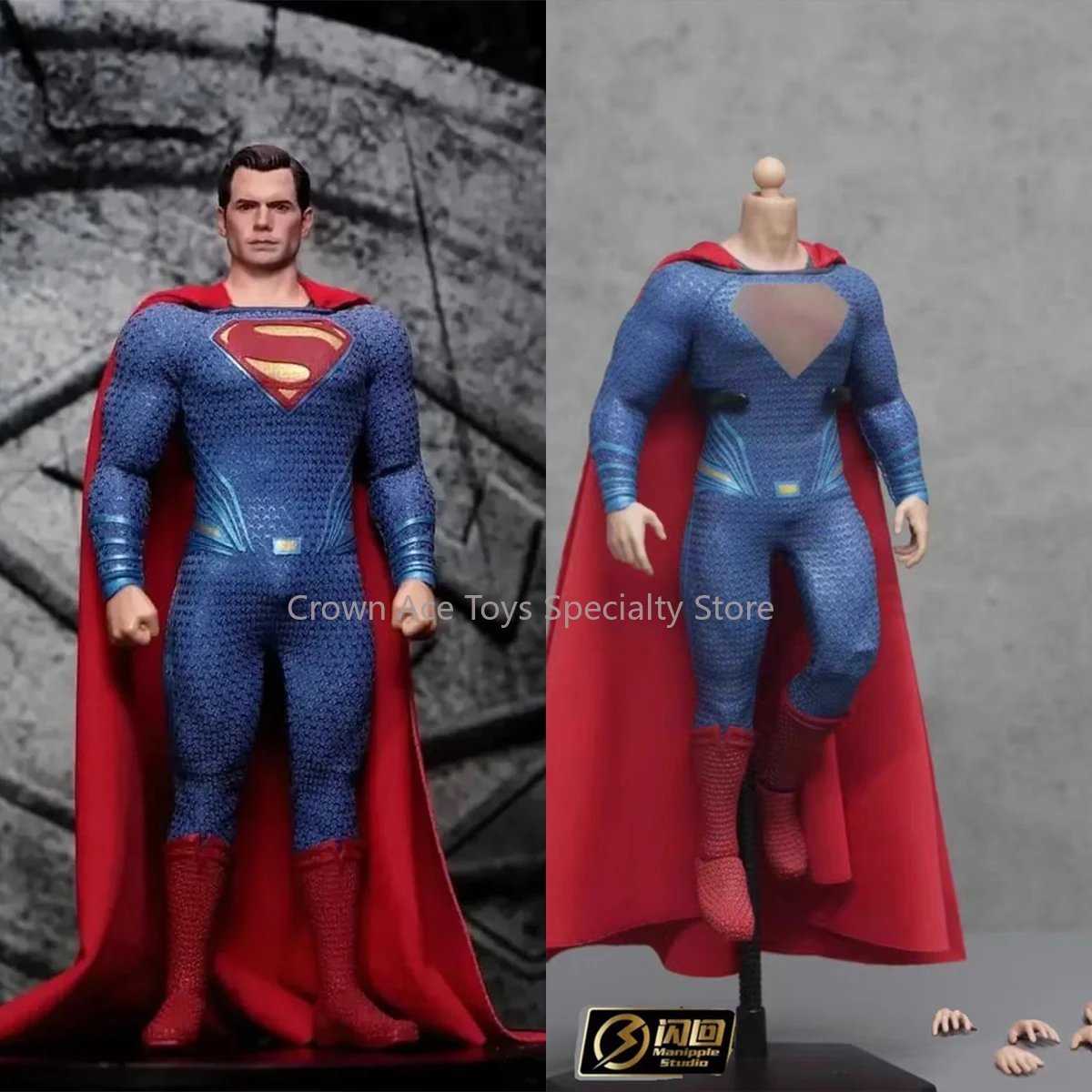 Manipple Studio 1/12 Superman Clark Red Blue Movable Body DC Super Hero Mini Head Sculpt 6