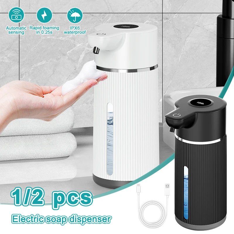 

420ML Automatic Foaming Soap Dispenser 4 Gear Infrared Sensor USB Rechargeable Sanitizer Dispenser Wall Mounted IPX6