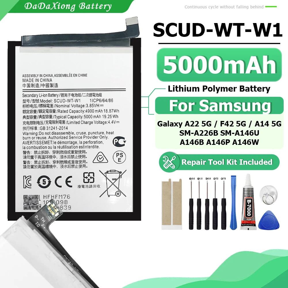 Brand-New 5000mAh SCUD-WT-W1 Battery For Samsung Galaxy A22 5G / F42 5G / A14 5G SM-A226B A146B A146P A146W SM-A146U