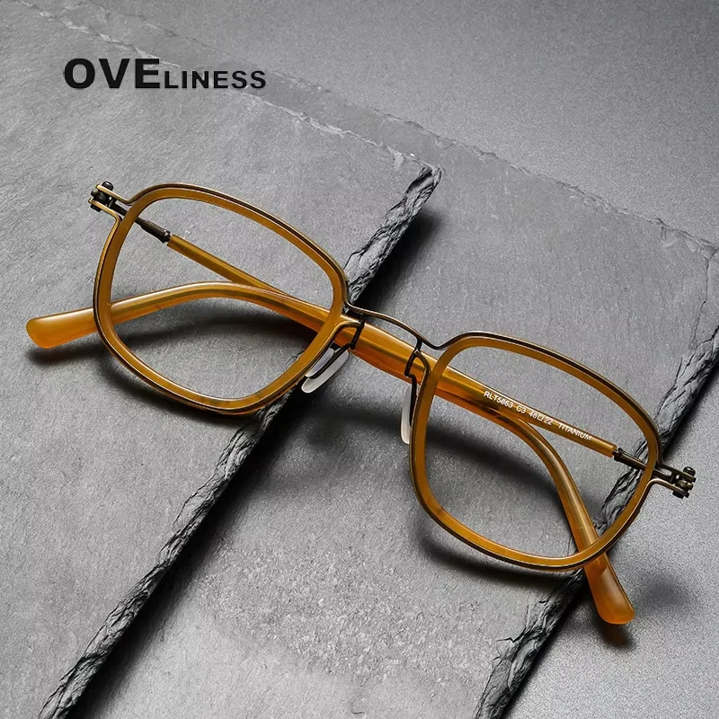 

Acetate Titanium Glasses Frame for Men 2025 Vintage male Square Myopia Prescription Eyeglasses frames Women Spectacles Eyewear