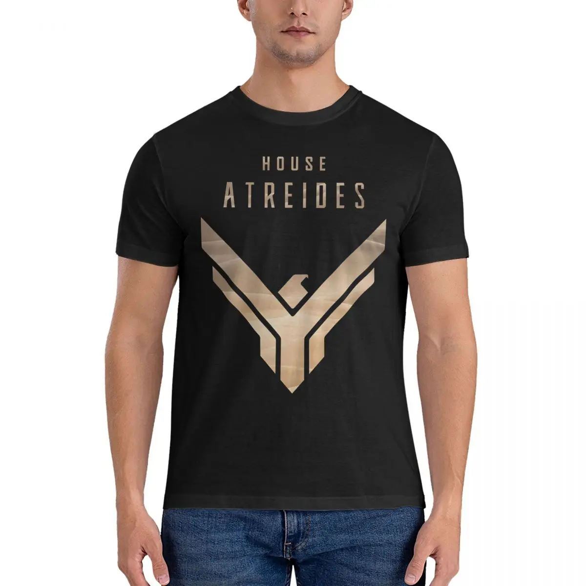 Humorous House Atreides, Atreides T-Shirts Men Round Collar Cotton T Shirt Dune Short Sleeve Tees Graphic Printed Clothing