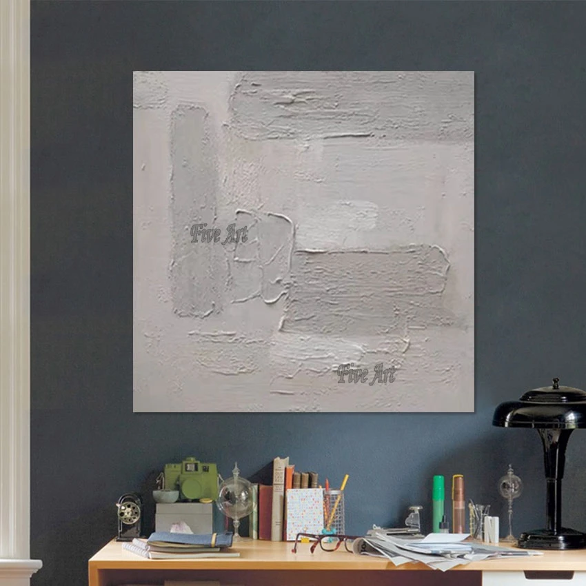 

Серый абстрактный дизайн, текстурированный нож, картины маслом, художественная настенная картина на холсте, современный безрамный легкий стиль, акриловое украшение, произведение искусства