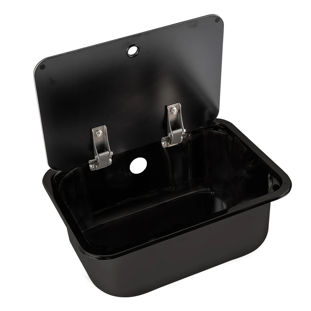 

Wholesale Black SUS304 RV Folding Wash Single Bowl Caravan RV Motorhome Camper RV SS Sink With Cover