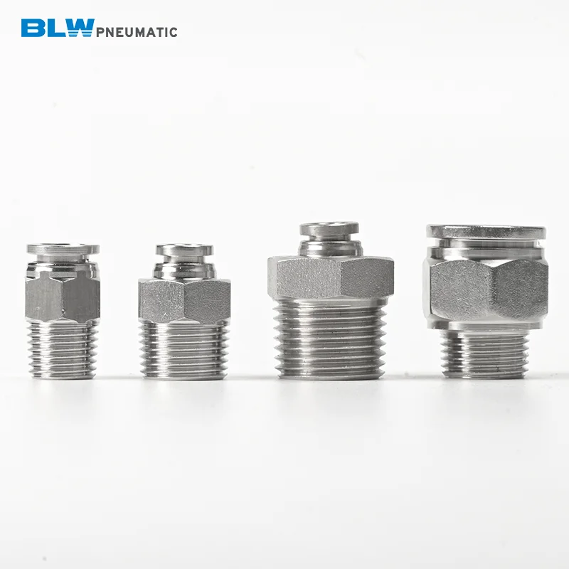 PC 8-01 Stainless Metal Pneumatic Fitting Air Tube Connector 304S Push Fittings High Temperature Acid Resistant Alkali Corrosion