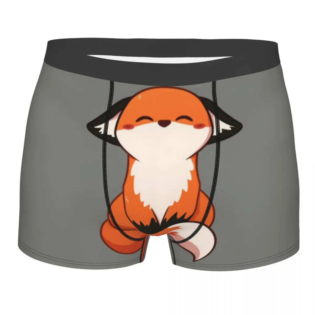 Custom Cute Fox Underwear Men Stretch Fashionable 3D Animal Printing Boxer Briefs