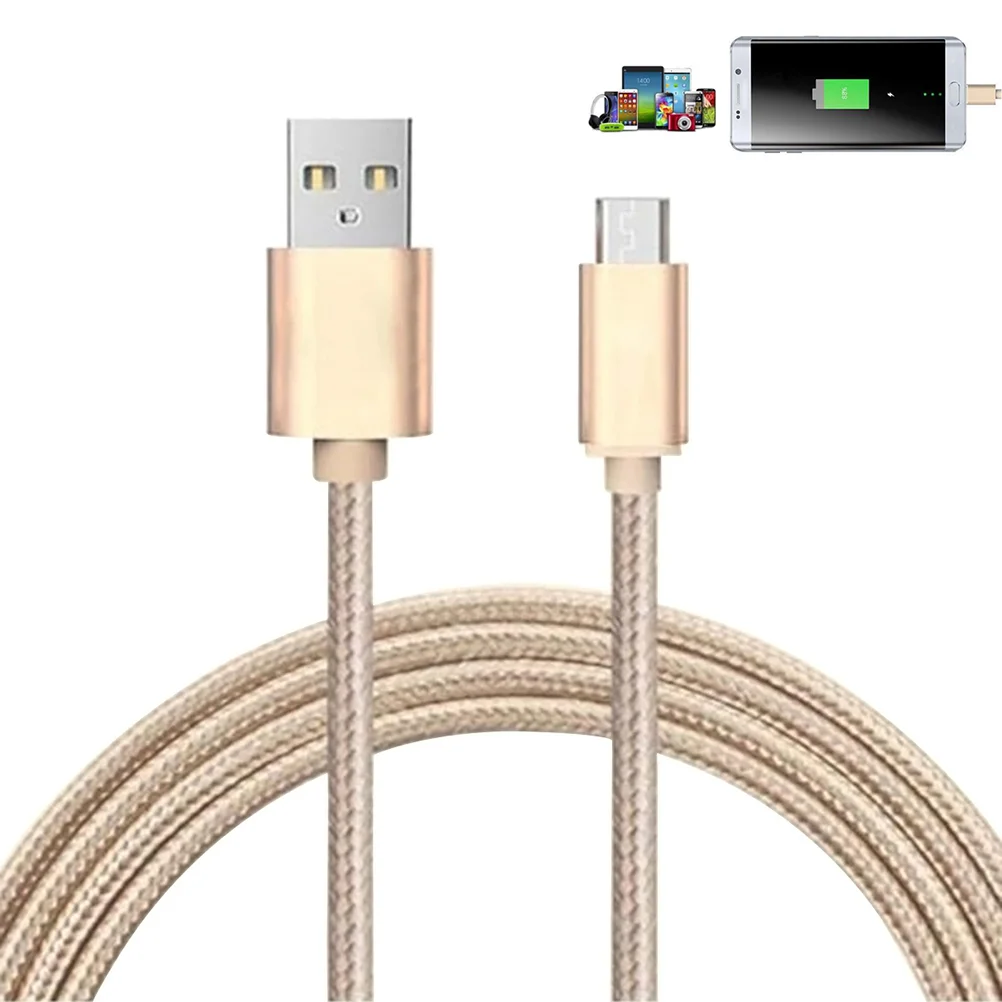 

Nylon Braided Micro USB Cable Charging Cable Extra Long Tangle-Free Cable for (Gold) charging cord high charging cable