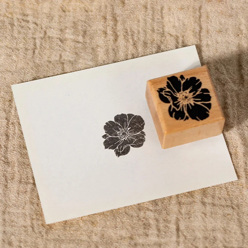 1pc Wood Rubber Stamps Flower Plant Decorative Wooden Rubber Stamp Set For DIY Craft Diary Craft Scrapbooking