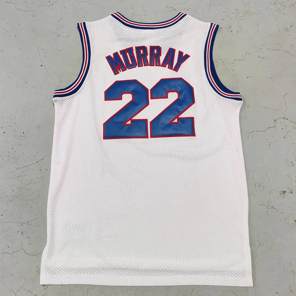 Trillest Space Jam Bugs 1 Lola 10 Murray 22 TAZ D.Duck 2 White Tune Squad Basketballtrikot Herrenbekleidung Familien-Set – Detail 12